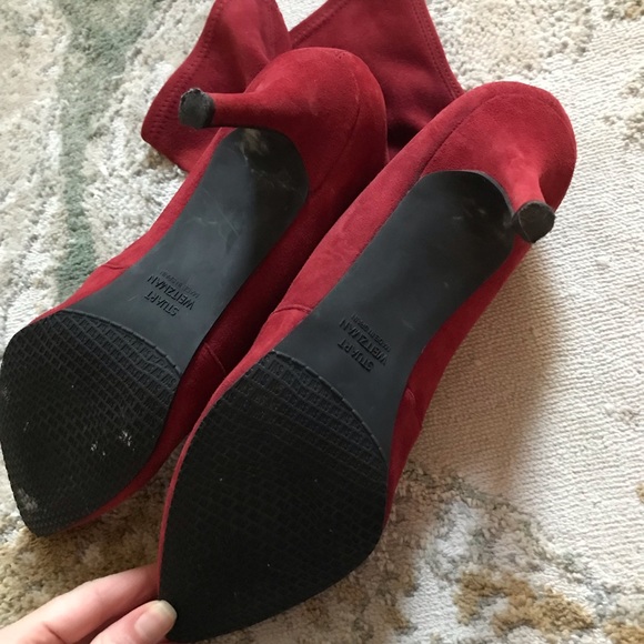 Stuart Weitzman Red Suede Booties - Picture 4 of 4